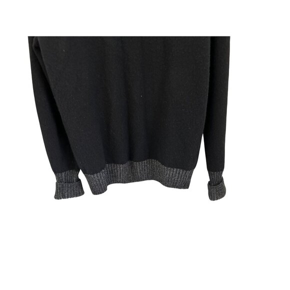 Equipaggiamenti Made In Italy Black & Gray Wool Sweater Half-Zip Ribbed Trim - M - Picture 10 of 11
